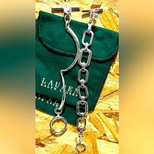 Ralph Lauren silver tone vintage bracketts x2 with original RL felt bag & box